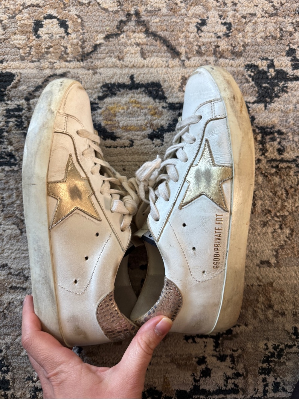 Golden Goose Superstar Sneakers in White and Gold - Picture 2 of 7